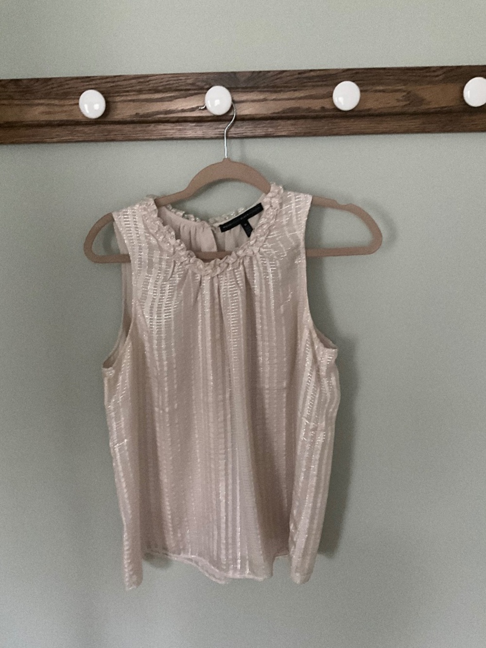 White House Black Market Silk Ruffle-Neck Blouse Size Medium